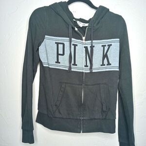 PINK VS Black and Gray Spell Out Hoodie Jacket